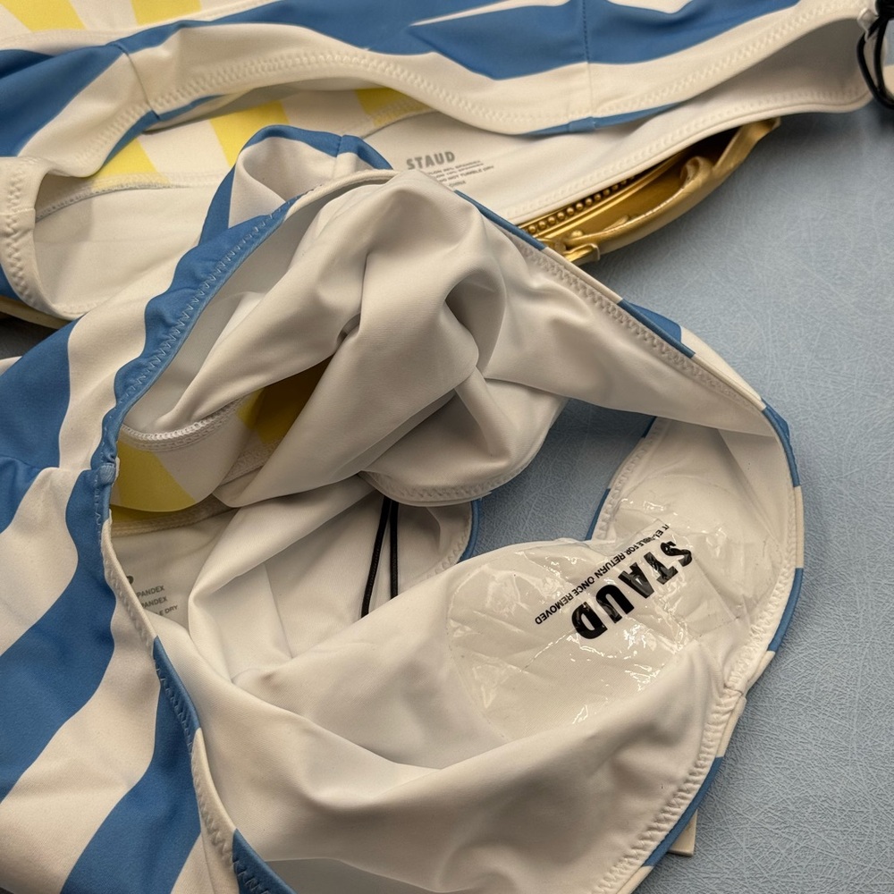 🆕 STAUD 🧿 NWT ColorBlock Stripe Bikini Set: Liv Top Sz L + Devon Bottom Sz XL - Picture 13 of 16